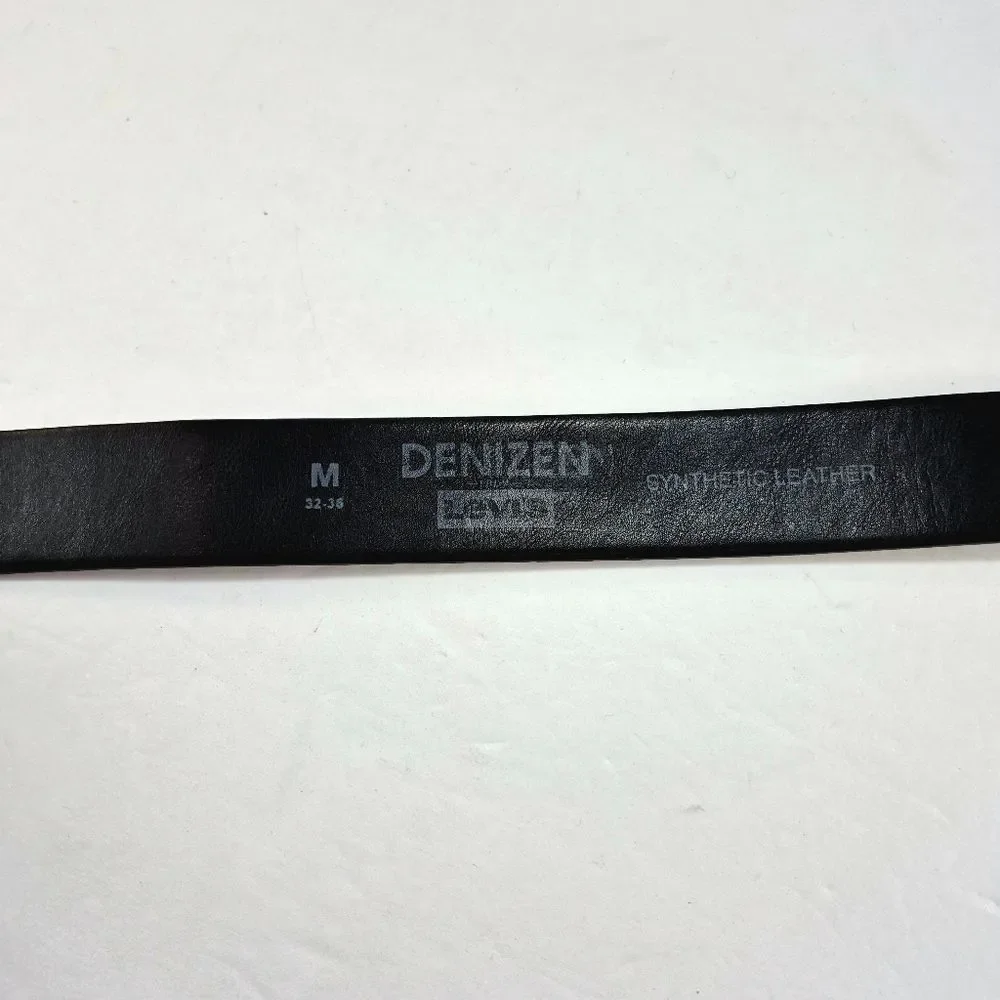 NWOT Levi's Denizen Black Synthetic Leather Belt With Metal Buckle 32x36